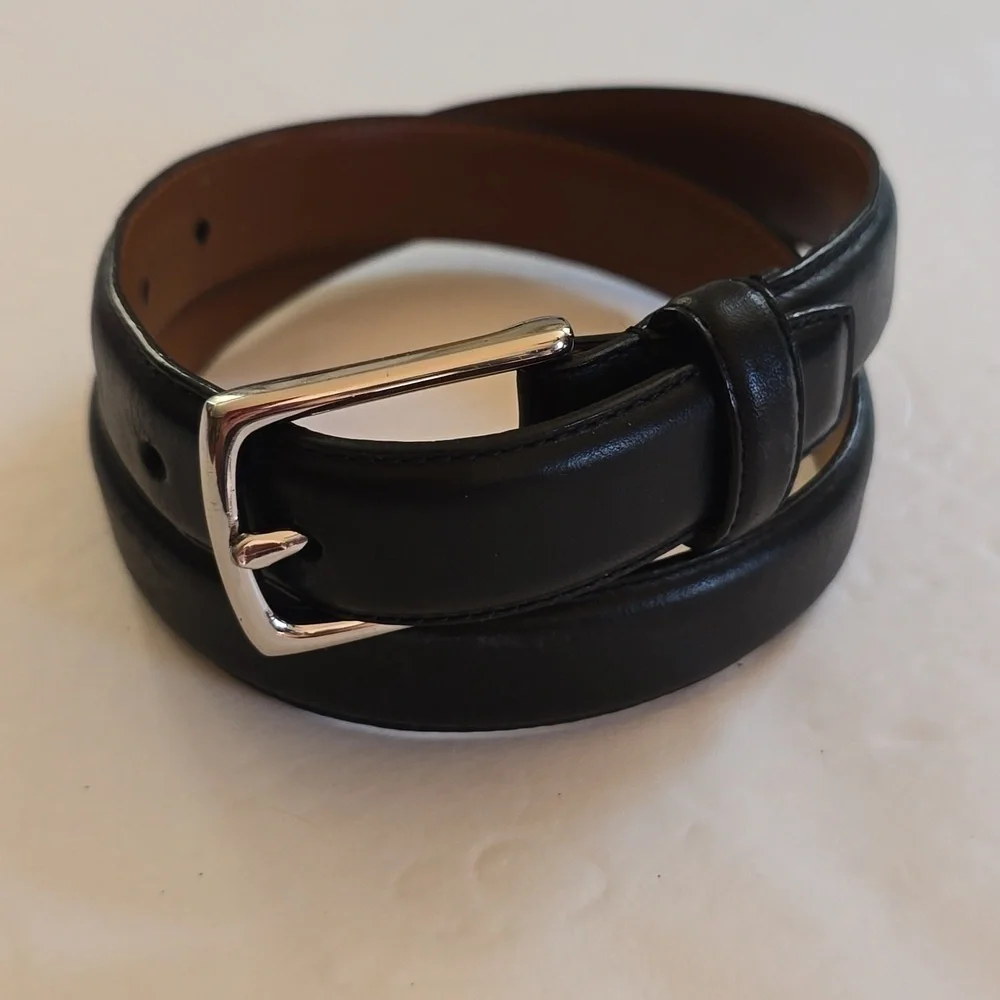 Polo Ralph Lauren Kids Black leather Belt Silver Buckle New! Sz.Youth